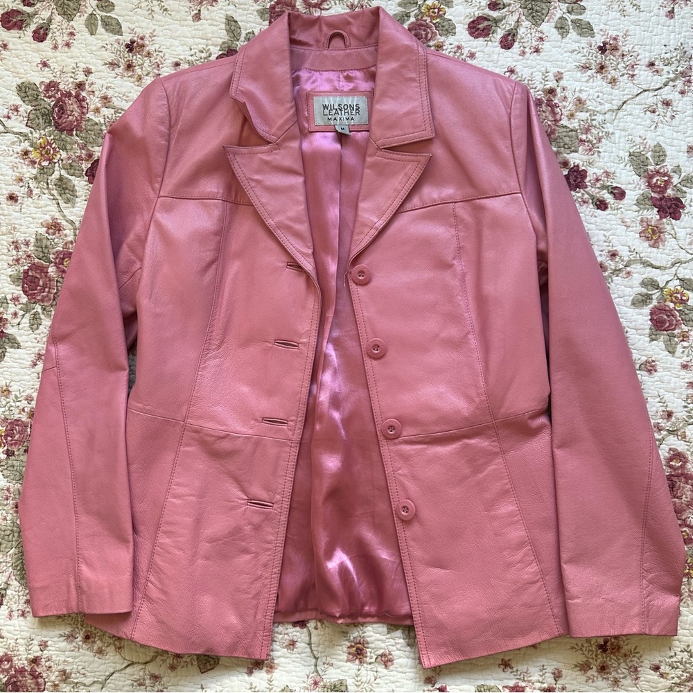 Wilson’s Leather Maxima Pink Leather Blazer Jacket
